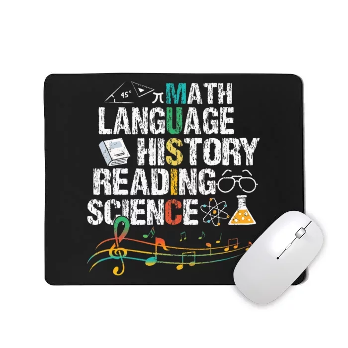 Music Math Language History Reading Science Mousepad