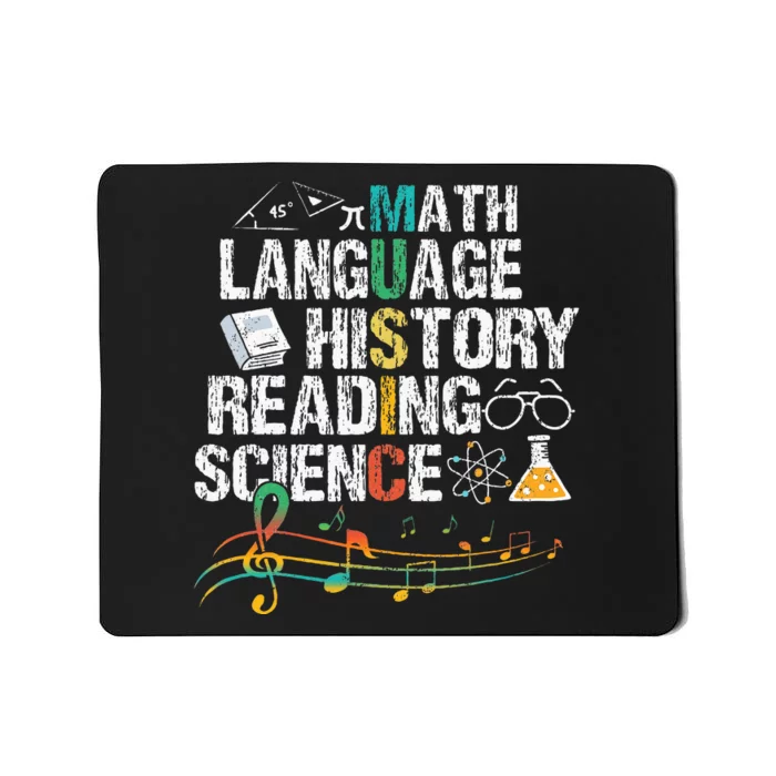 Music Math Language History Reading Science Mousepad