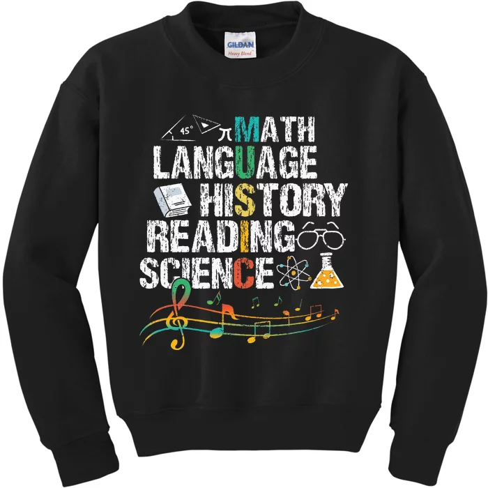 Music Math Language History Reading Science Kids Sweatshirt