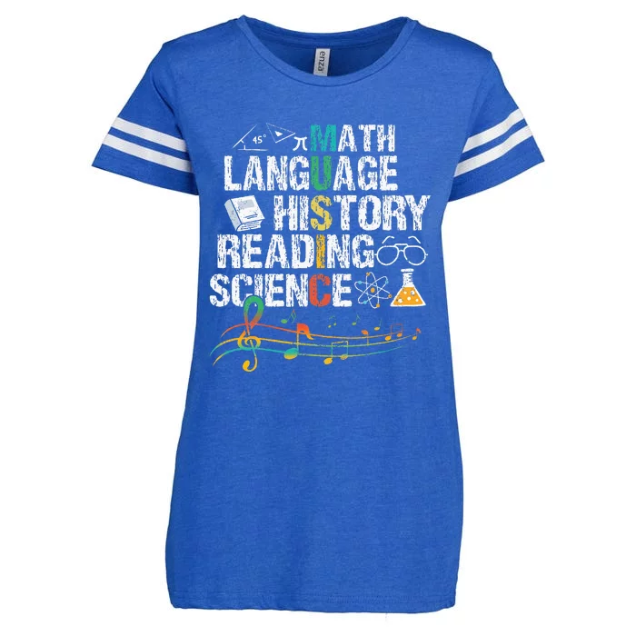 Music Math Language History Reading Science Enza Ladies Jersey Football T-Shirt