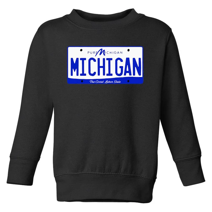 Michigan MI License Plate Classic Toddler Sweatshirt