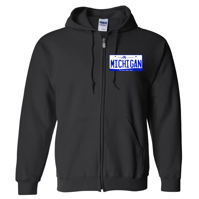 Michigan MI License Plate Classic Full Zip Hoodie