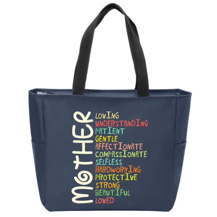 Mother Meaning Love Mom Mothers Day Zip Tote Bag