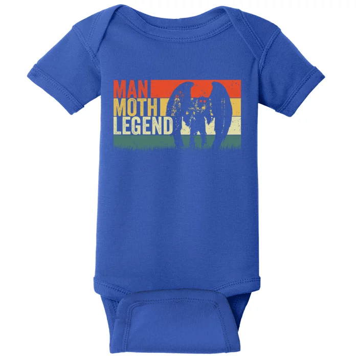 Moth Moth Legend Gift Vintage Retro Stripes Cryptid Gift Baby Bodysuit