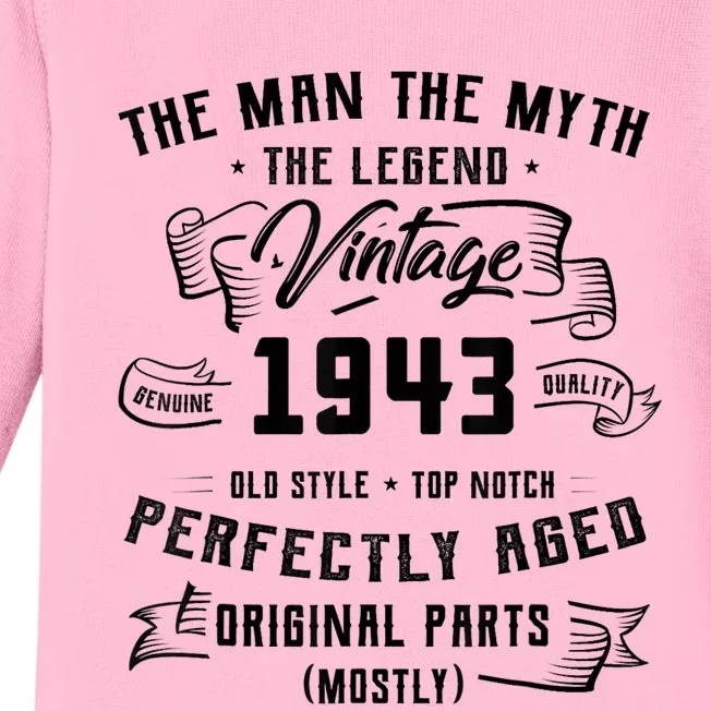 Man Myth Legend 1943 80th Birthday Gifts For 80 Years Old Baby Long Sleeve Bodysuit