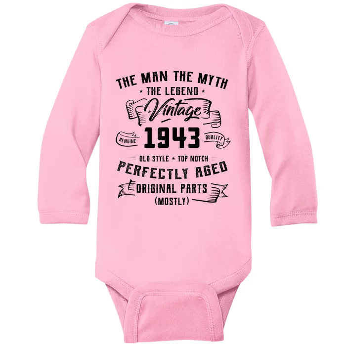 Man Myth Legend 1943 80th Birthday Gifts For 80 Years Old Baby Long Sleeve Bodysuit