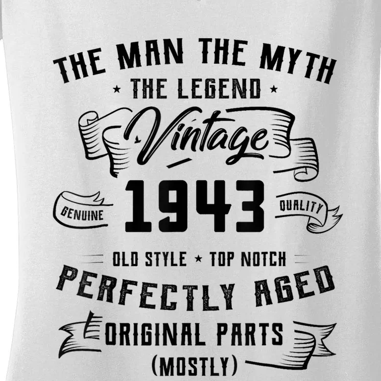 Man Myth Legend 1943 80th Birthday Gifts For 80 Years Old Women's V-Neck T-Shirt