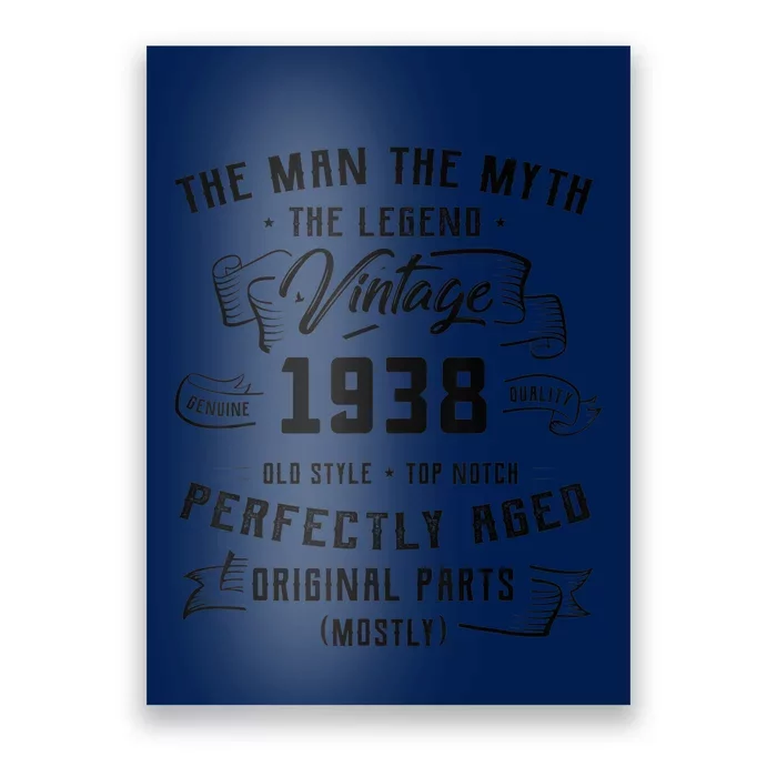 Man Myth Legend 1938 85th Birthday Present Gift For 85 Years Old Poster