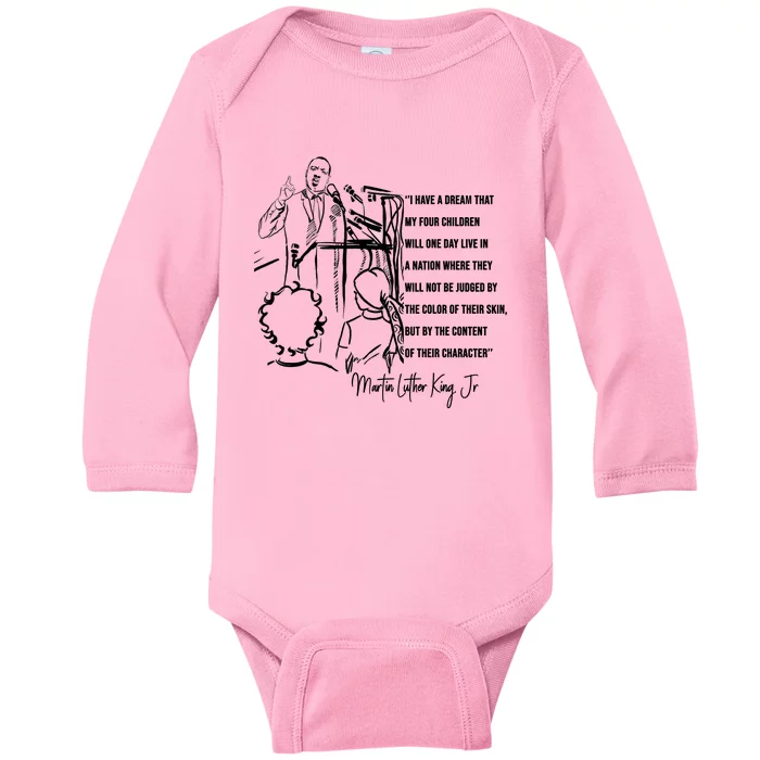 Motivational Martin Luther King DayI Have A Dream Mlk Day Baby Long Sleeve Bodysuit