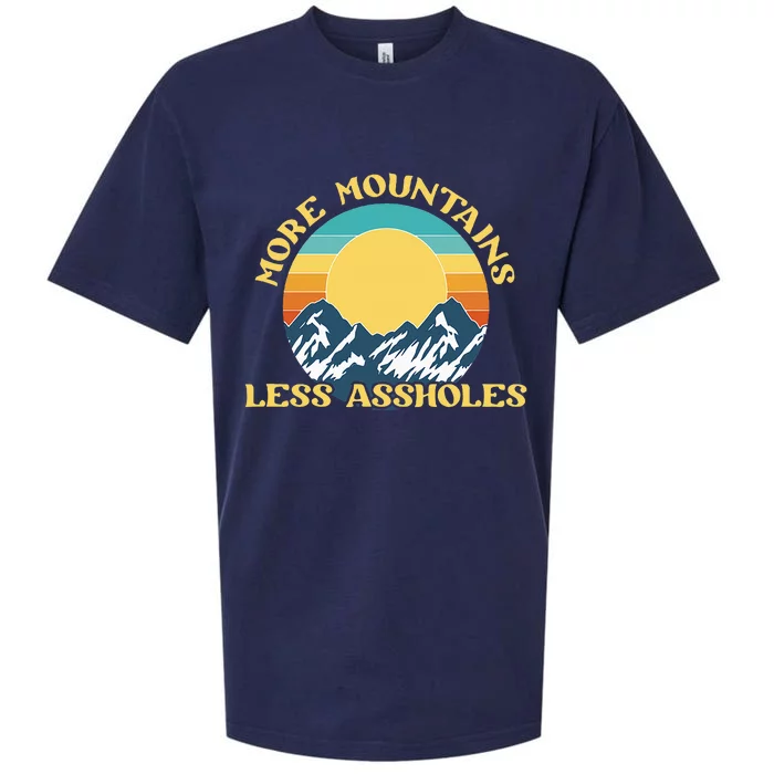 More Mountains Less Assholes Vintage Sunset Hiking Camping Sueded Cloud Jersey T-Shirt