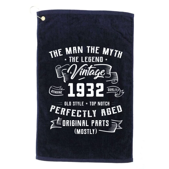 Man Myth Legend 1932 91st Birthday Tee For 91 Years Old Platinum Collection Golf Towel