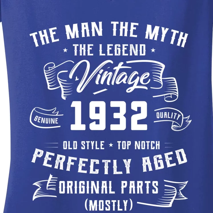 Man Myth Legend 1932 90th Birthday Tee For 90 Years Old Meaningful Gift Women's V-Neck T-Shirt