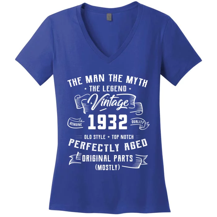 Man Myth Legend 1932 90th Birthday Tee For 90 Years Old Meaningful Gift Women's V-Neck T-Shirt