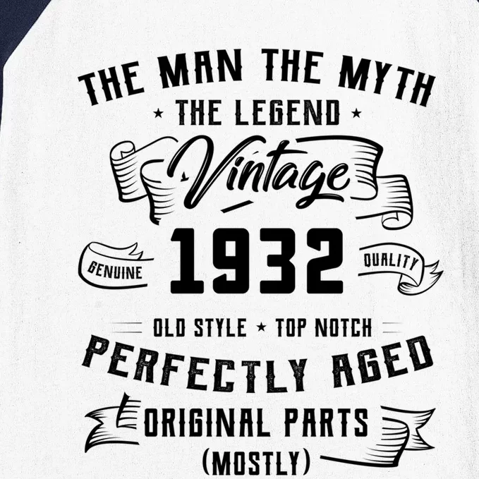 Man Myth Legend 1932 90th Birthday Tee For 90 Years Old Meaningful Gift Baseball Sleeve Shirt