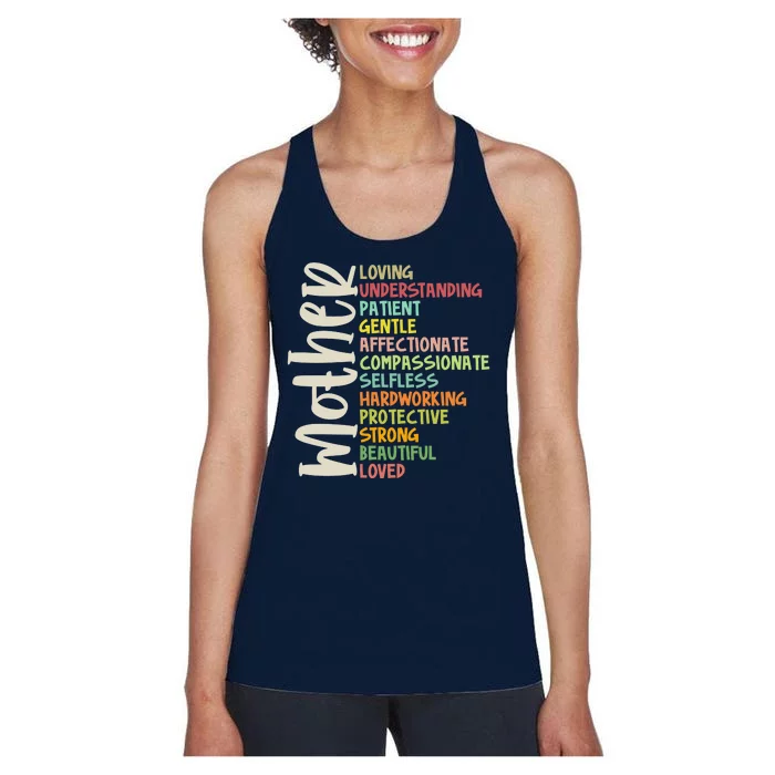 Mother Meaning Loving Gift Women's Racerback Tank