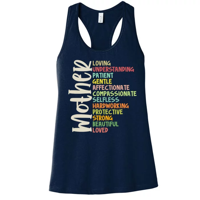 Mother Meaning Loving Gift Women's Racerback Tank