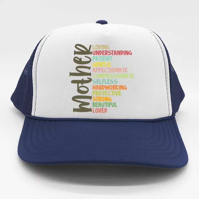 Mother Meaning Loving Gift Trucker Hat