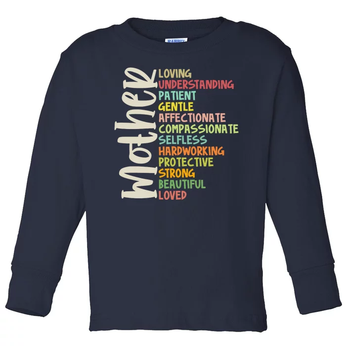 Mother Meaning Loving Gift Toddler Long Sleeve Shirt