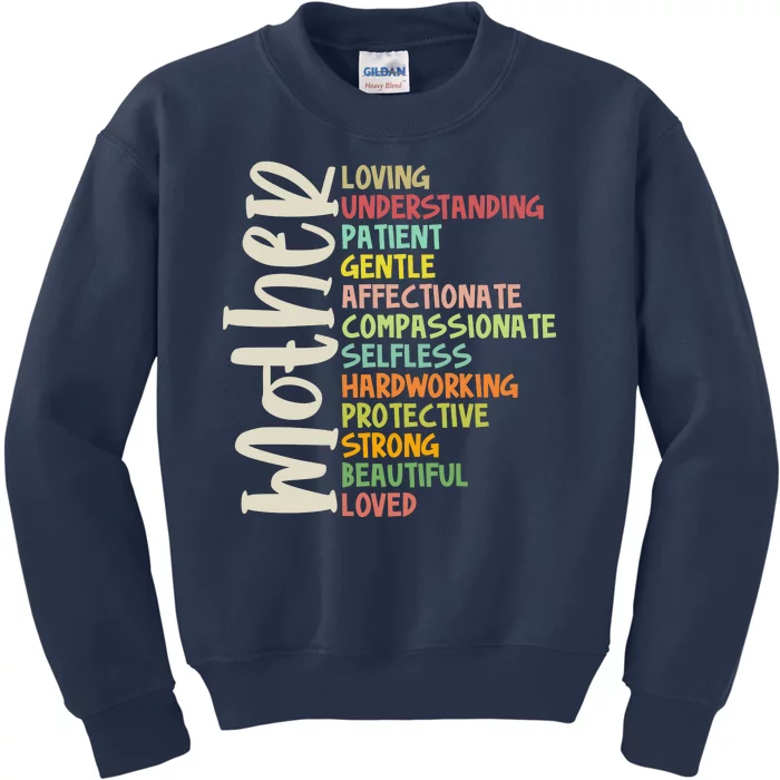 Mother Meaning Loving Gift Kids Sweatshirt