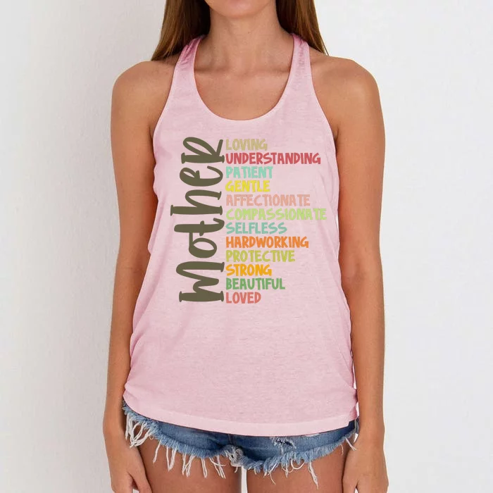 Mother Meaning Loving Gift Women's Knotted Racerback Tank