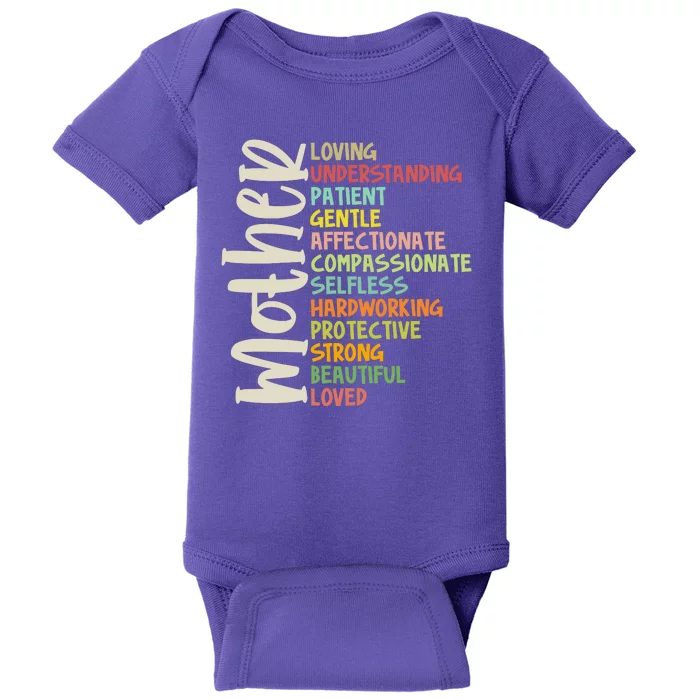 Mother Meaning Loving Gift Baby Bodysuit