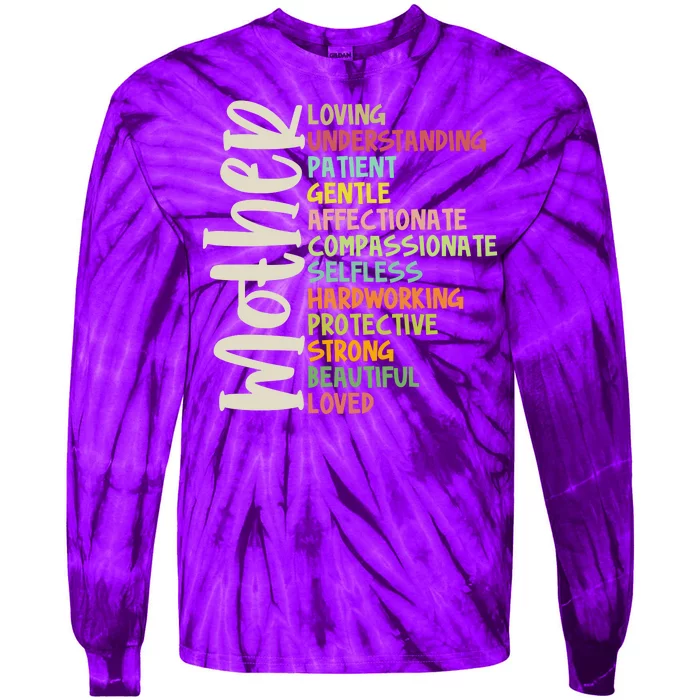 Mother Meaning Loving Gift Tie-Dye Long Sleeve Shirt