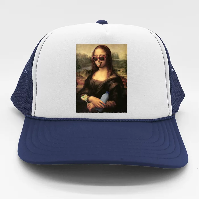 Modern Mona Lisa Tongue Ring Trucker Hat