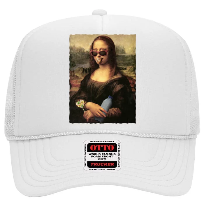 Modern Mona Lisa Tongue Ring High Crown Mesh Trucker Hat