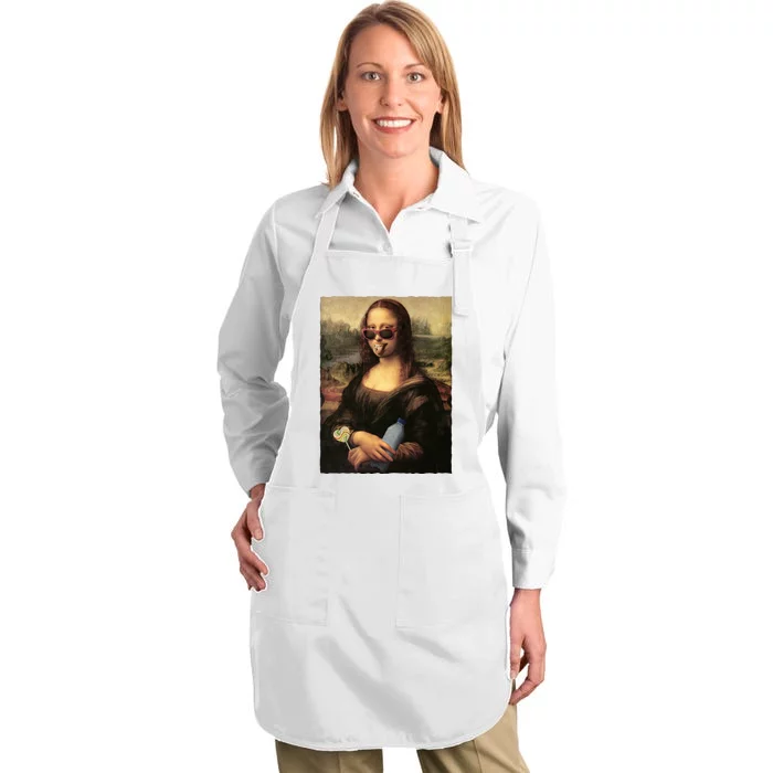 Modern Mona Lisa Tongue Ring Full-Length Apron With Pocket