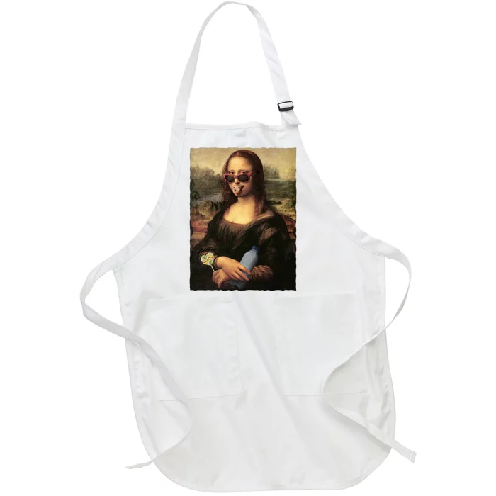 Modern Mona Lisa Tongue Ring Full-Length Apron With Pocket