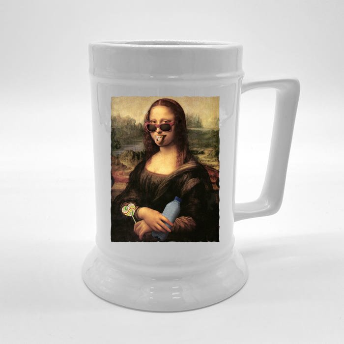 Modern Mona Lisa Tongue Ring Front & Back Beer Stein