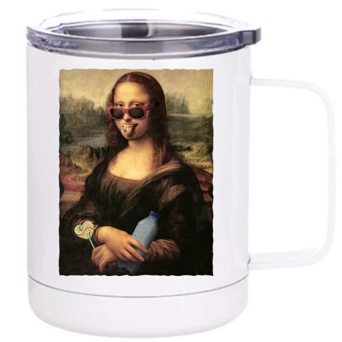 Modern Mona Lisa Tongue Ring Front & Back 12oz Stainless Steel Tumbler Cup