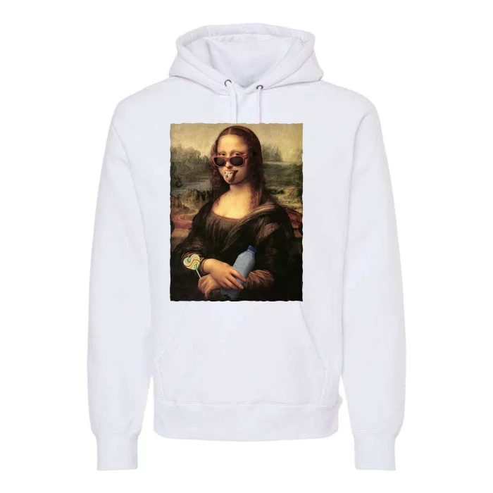 Modern Mona Lisa Tongue Ring Premium Hoodie