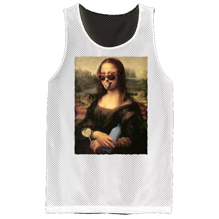 Modern Mona Lisa Tongue Ring Mesh Reversible Basketball Jersey Tank