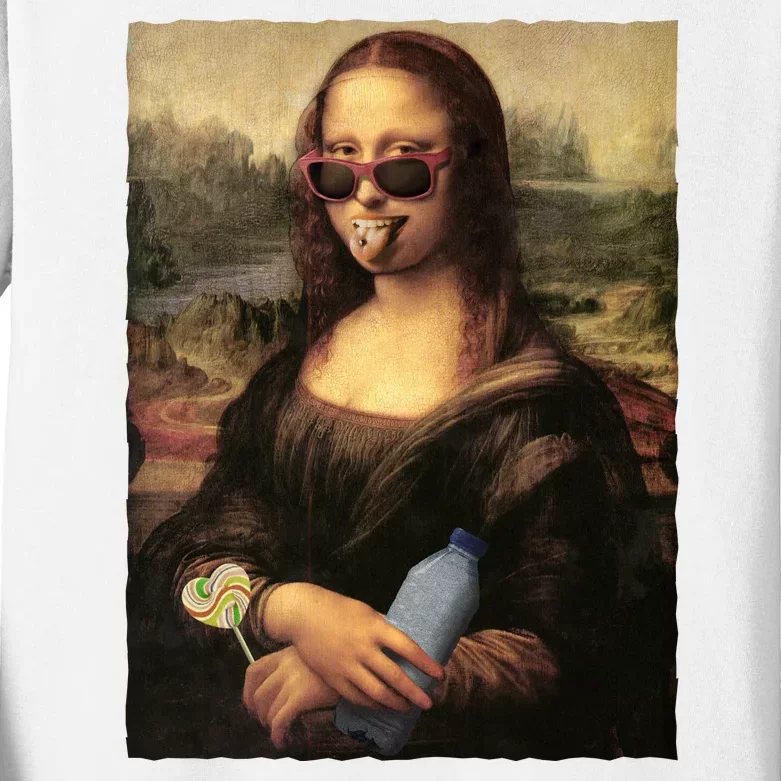 Modern Mona Lisa Tongue Ring Kids Long Sleeve Shirt