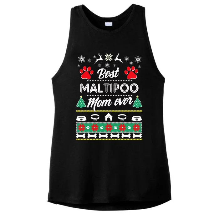 Maltipoo Mom Lovers Gift Ugly Christmas Gift Ladies Tri-Blend Wicking Tank