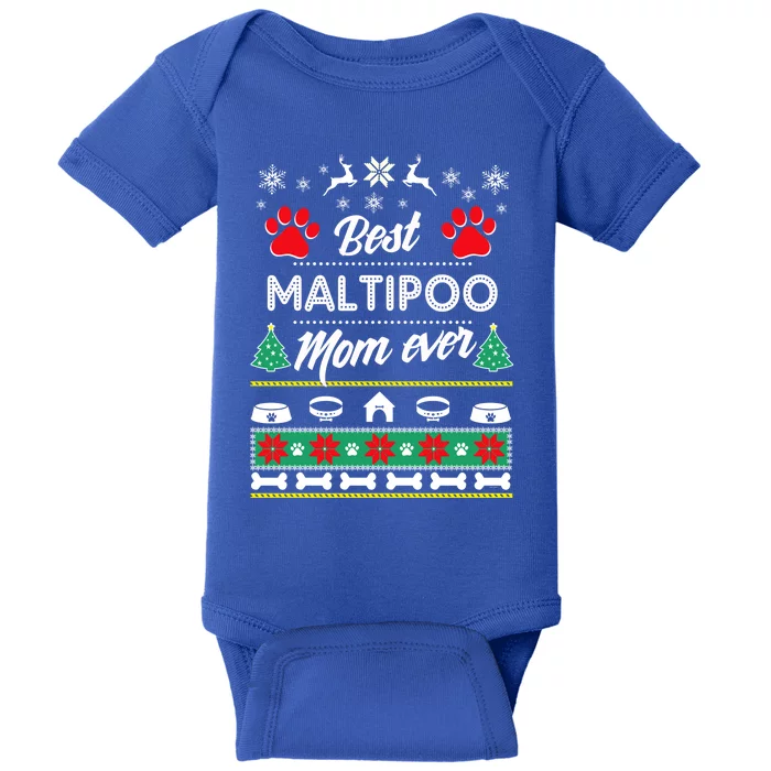 Maltipoo Mom Lovers Gift Ugly Christmas Gift Baby Bodysuit