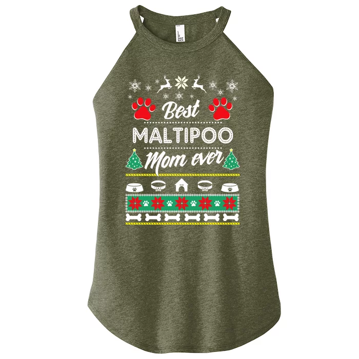 Maltipoo Mom Lovers Gift Ugly Christmas Gift Women’s Perfect Tri Rocker Tank