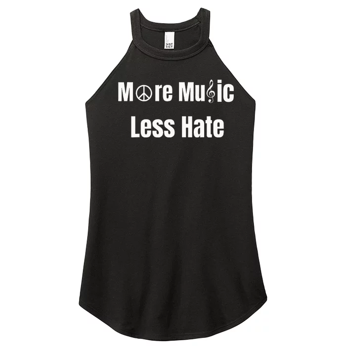 More Music Less Hate With Peace Sign And Treble Clef Symbols Women’s Perfect Tri Rocker Tank