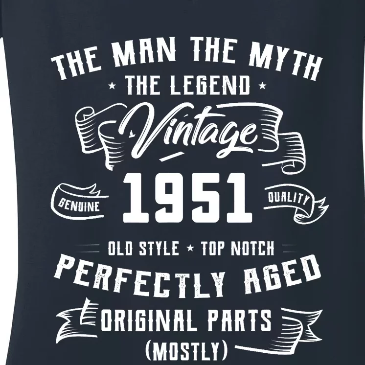 Man Myth Legend 1951 71st Birthday Tee For 71 Years Old Women's V-Neck T-Shirt