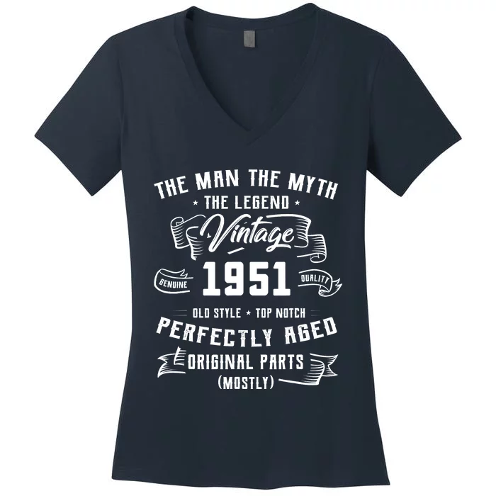 Man Myth Legend 1951 71st Birthday Tee For 71 Years Old Women's V-Neck T-Shirt