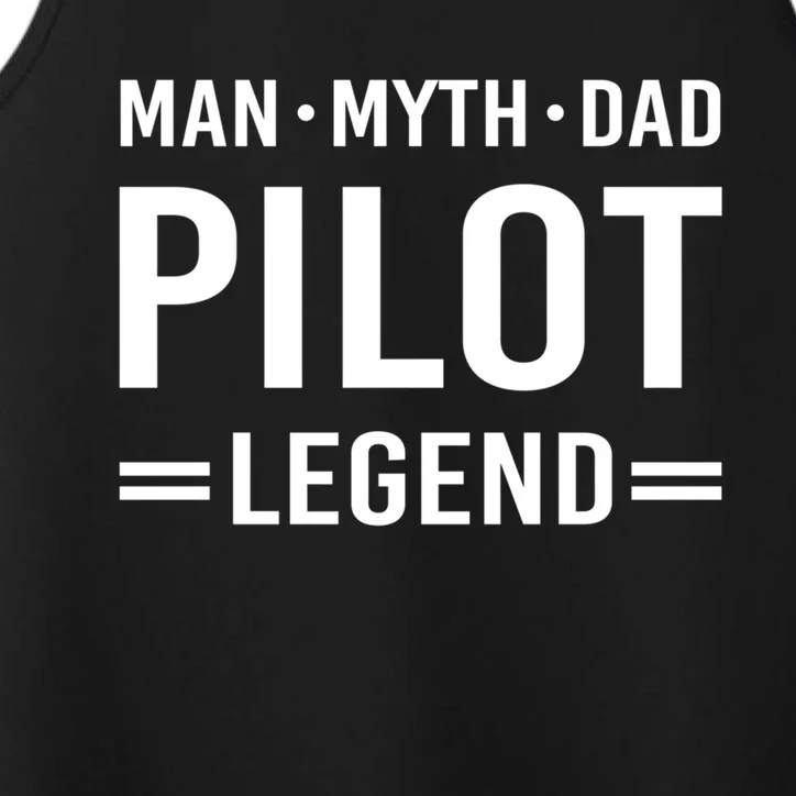 Man Myth Legend Dad Flying Airplane Pilot Gift Performance Tank