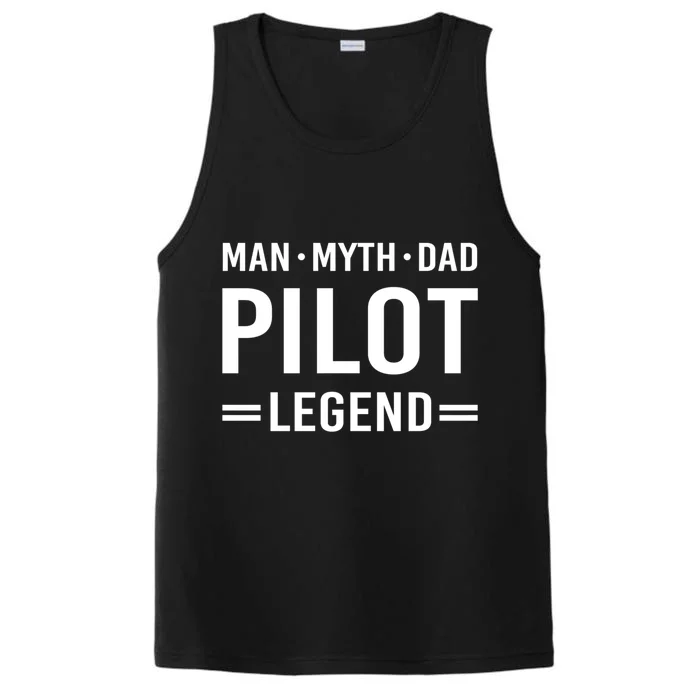 Man Myth Legend Dad Flying Airplane Pilot Gift Performance Tank