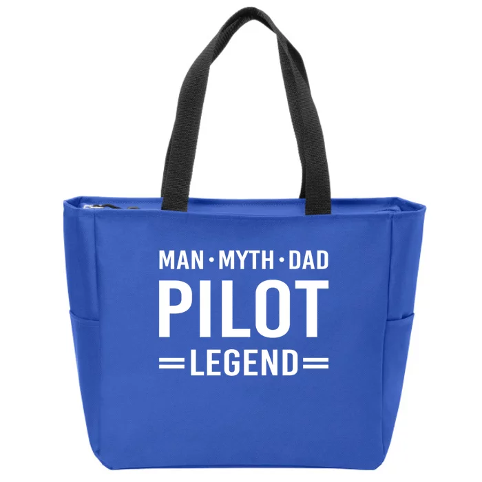 Man Myth Legend Dad Flying Airplane Pilot Gift Zip Tote Bag