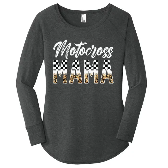 Motocross Mama Leopard Motocross Rider Mom Moto Mom Women's Perfect Tri Tunic Long Sleeve Shirt