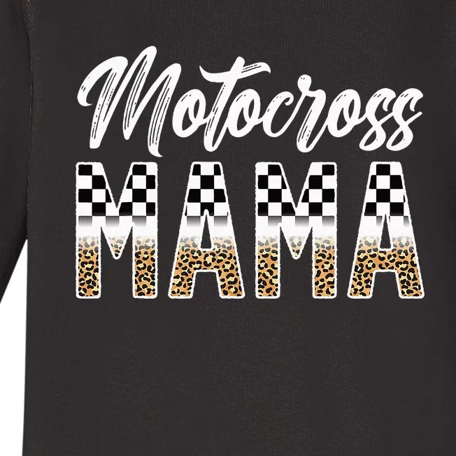 Motocross Mama Leopard Motocross Rider Mom Moto Mom Baby Long Sleeve Bodysuit