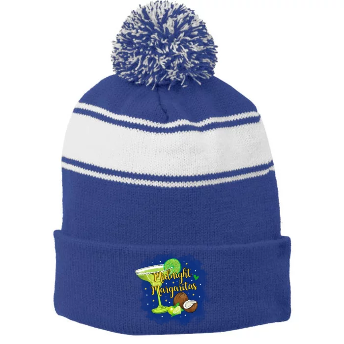 Midnight Margaritas Lime Coconut Margarita Lover Ing Gift Stripe Pom Pom Beanie