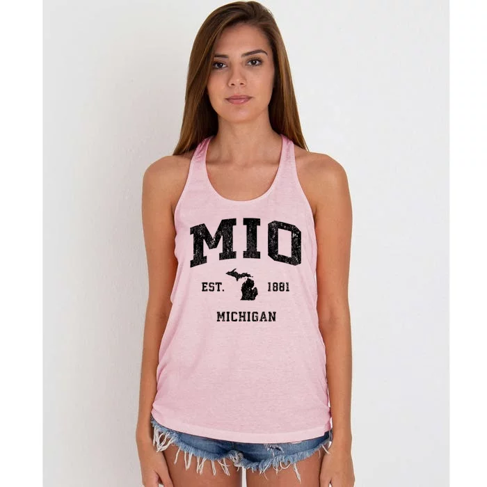 Mio Michigan Mi Vintage Athletic Sports Women's Knotted Racerback Tank