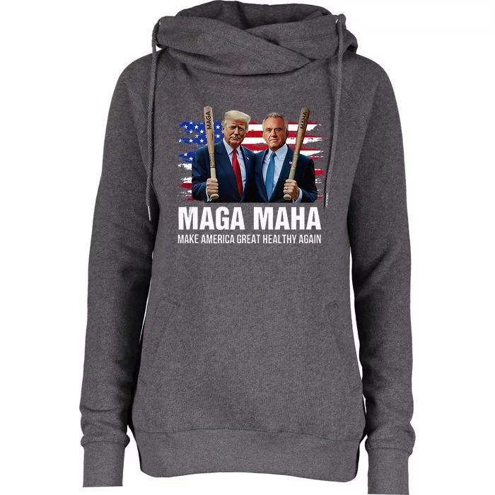 Maha Maga Make America Healthy Great Again Trump Kennedy Womens Funnel Neck Pullover Hood