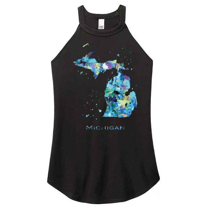 Michigan Map Women’s Perfect Tri Rocker Tank